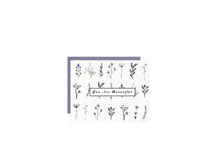 You Are Beautiful // Wild Flower Seed Paper // Greeting Card